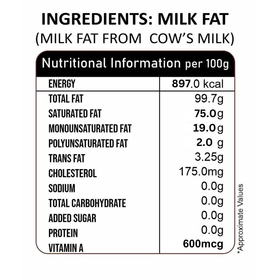 a2 cow ghee nutritional information